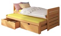 Детская кровать с выдвижной дополнительной кроватью ADRK Tomi, бук цв., 80 x 180 cm, c ящиком для постельного белья, без матраса
