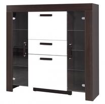 Komoda Cezar REG7, ruda sp./balta sp., 131 cm x 130 cm x 42 cm