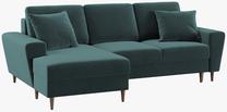 Kampinė sofa - lova Micadoni Moghan MIC_LCF_2_F2_MOGHAN7, mėtinė (mint) sp., kairinė, 241 x 145 cm x 88 cm