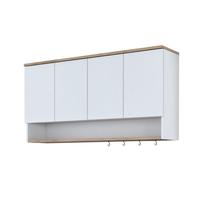 Pakabinama virtuvės spintelė Kalune Design JE198, balta sp./riešuto sp., 120 cm x 27.5 cm x 61.8 cm