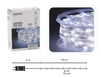 Lempučių girlianda LED0122, 53 m, šiltai balta sp., 500 LED, Balta sp.