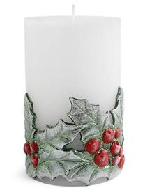 Ziemassvētku svece, cilindriskas Mondex Holly BC2630-SW, balta krās.