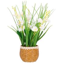 Mākslīgais augs podiņā, orhideja Springos HA7427, balta krās./zaļa krās., 44 cm