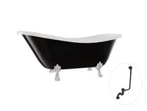 Vonia, laisvai pastatoma Besco Otylia B&W, 170 cm x 77 cm x 69.5 cm, ovalas, balta sp./juoda sp.
