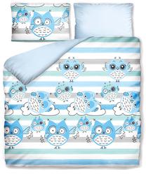 Gultas veļas komplekts Dormeo Emotion Owl, gaiši zila krās., 50 x 70 cm, 200 x 200 cm