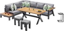 Lauko baldų komplektas Kalune Design Daisy, antracito sp., 8 vietų