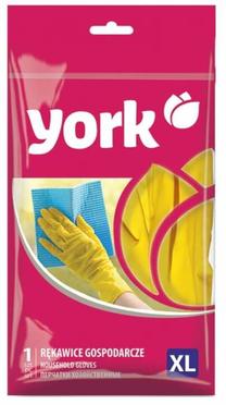 Pirštinės lateksinės York Rubber Gloves, suaugusiems, geltona sp., XL, 2 vnt.