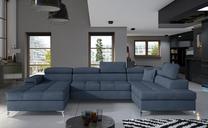 Kampinė sofa Eduardo Omega 86, mėlyna sp., dešininė, 202 x 345 cm x 90 cm