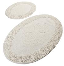 Vonios kilimėlių rinkinys Foutastic Piante Oval 359CHL1651, balta sp./smėlio sp., 100 cm x 60 cm