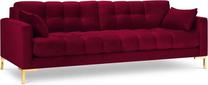 Sofa Micadoni Home Mamaia Velvet, raudona sp., 217 x 92 cm x 75 cm