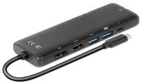 Dokstacija Club 3D USB-C - 2 x USB/USB-C/HDMI/DisplayPort/RJ-45/SD/MicroSD CSV-1597 USB-C male, 2 x USB/USB-C/HDMI/DisplayPort/RJ-45/SD/MicroSD female, melna krās.
