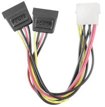 Adapteris Qoltec 4 pin Molex, SATA 15 pin female x2, 0.2 m