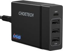 Telefono įkroviklis Choetech, USB/AC, juoda sp., 72 W