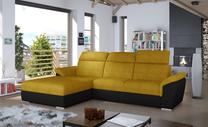 Kampinė sofa Trevisco Omega 68, Soft 11, juoda sp./geltona sp., kairinė, 216 x 272 cm x 100 cm