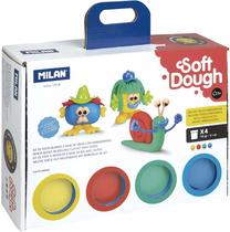 Plastilino rinkinys, su priedais Milan Soft Dough Happy Faces, mėlyna sp./raudona sp./geltona sp.