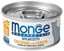 Mitrā kaķu barība Monge Flakes Monoproteinic, tītara gaļa/dārzeņi/burkāns, 0.08 kg
