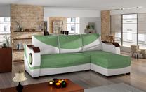 Kampinė sofa Puerto Soro 34, Soft 17, balta sp./žalia sp., 140 x 235 cm x 90 cm