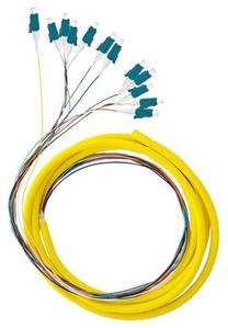 Кабель Qoltec Optic Pigtail Fiber Singlemode, LC/UPC x 12, 2 м, желтый цв.