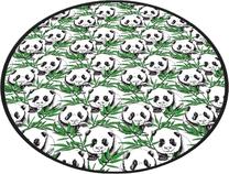 Vonios grindų kilimėlis Foutastic Panda, balta sp./juoda sp./žalia sp., 80 cm x 80 cm, Ø 80 cm
