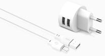 Telefono įkroviklis XO L62 + microUSB cable, 2 x USB, balta sp.