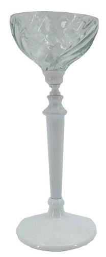 Žvakidė Home4you, metalas, 28.5 cm, skaidri sp./balta sp.