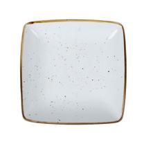 Lėkštė desertinė Home4you Sensa, 20 cm x 20 cm x 4 cm, aukso sp./balta sp.