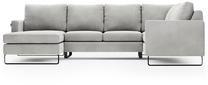Kampinė sofa Homede Corni, sidabro sp., dešininė, 330 x 220 cm x 86 cm