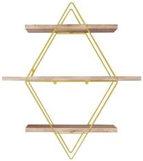 Sieninė lentyna Kalune Design Prizma, ruda sp./aukso sp., 70 cm x 16 cm x 30 cm