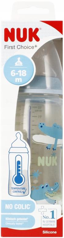 Bērnu pudelīte Nuk First Choice+, 300 ml, 6+ mēn., caurspīdīga krās./zila krās.