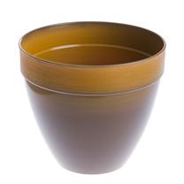 Puķu pods Plasticotto FLOWER POT TOUCH 30 WOODEN LEMON, plastmasa, Ø 30 cm, brūna krās./oranža krās.