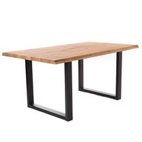 Valgomojo stalas Amadeus Droit U, ąžuolo sp./juoda sp., 220 cm x 95 cm