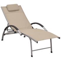 Lauko gultas VLX Sun Lounger, smėlio sp., 196 cm x 60.5 cm x 51 - 96 cm