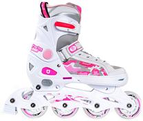 Riedučiai Mico Plus Princess 2in1, balta sp./rožinė sp./pilka sp. Prekė su pažeista pakuote.