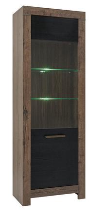 Vitrina Balin REG1W, ąžuolo/juoda, 68 cm x 39.5 cm x 196.5 cm