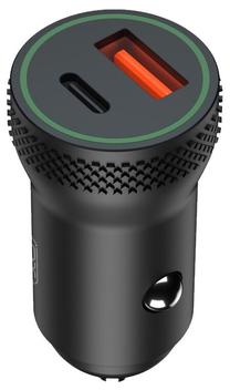 Automobilinis įkroviklis XO CC33 PD QC 3.0, USB/USB-C, juoda sp., 18 W