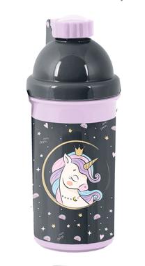 Ūdens pudele Paso Unicorn PP24UR-3021, melna krās./rozā krās., plastmasa, 0.55 l