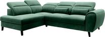 Kampinė sofa Noble Lukso 35, tamsiai žalia sp., kairinė, 201 x 255 cm x 100 cm