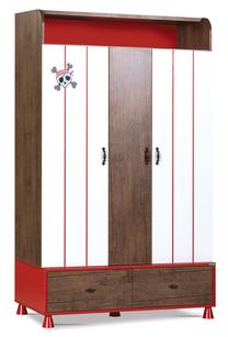 Spinta Kalune Design Jack 1351, raudona sp./riešuto sp., 60 cm x 122 cm x 206 cm