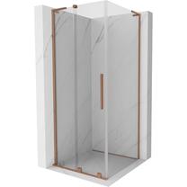 Dušo kabina Mexen Velar L 871-100-100-03-65, kvadratinė, be padėklo, 100 cm x 100 cm x 200 cm, vario sp./skaidrus