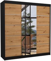 Spinta ADRK Bergen, juoda sp./rusva sp., 58 cm x 200 cm x 215 cm, su veidrodžiu