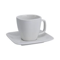Puodelis su lėkštute Q81000030, balta sp., 0.2 l