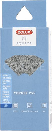 Piederumi filtram Zolux Aquaya Anti-Nitrate Foam Corner 120, pelēka krās.