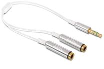 Vads Delock Jack 3.5mm - Jack 3.5mm x2 3.5 mm 3 pin audio stereo, 3.5mm female, 0.25 m, balta krās.