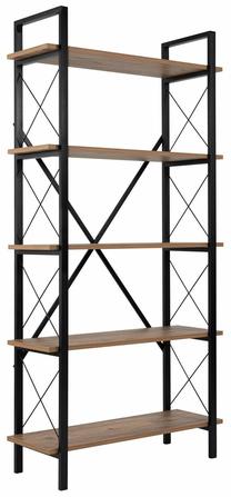 Knygų lentyna Nordure Elysian, ruda sp./juoda sp., 180 cm x 90 cm x 33.3 cm
