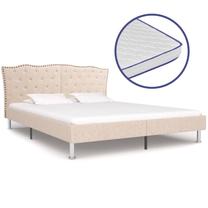 Lova dvigulė VLX Fabric 277043, 160 x 200 cm, smėlio sp., su čiužiniu, su grotelėmis