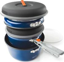 Turistinių indų rinkinys GSI Outdoors Bugaboo, keramika/nailonas/silikonas, 23 cm, 5 l, juoda sp./mėlyna sp.