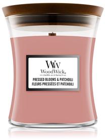 Svece, aromātiskā WoodWick Pressed Blooms & Patchouli, 65 h, 275 g, rozā krās.