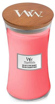 Svece, aromātiskā WoodWick Melon&Pink Quartz, 120 h, 609.5 g, rozā krās.