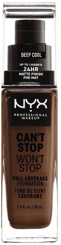 Skystas makiažo pagrindas NYX Professional Makeup Can't Stop Won't Stop, tamsiai ruda sp., 22 deep cool, 30 ml