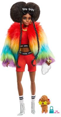 Кукла Mattel Barbie Extra Rainbow Coat With Poodle GVR04, 29 см